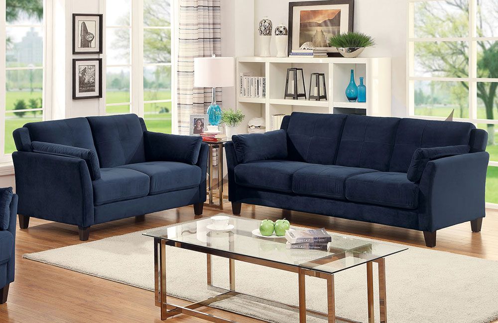Myra Navy Velvet Living Room