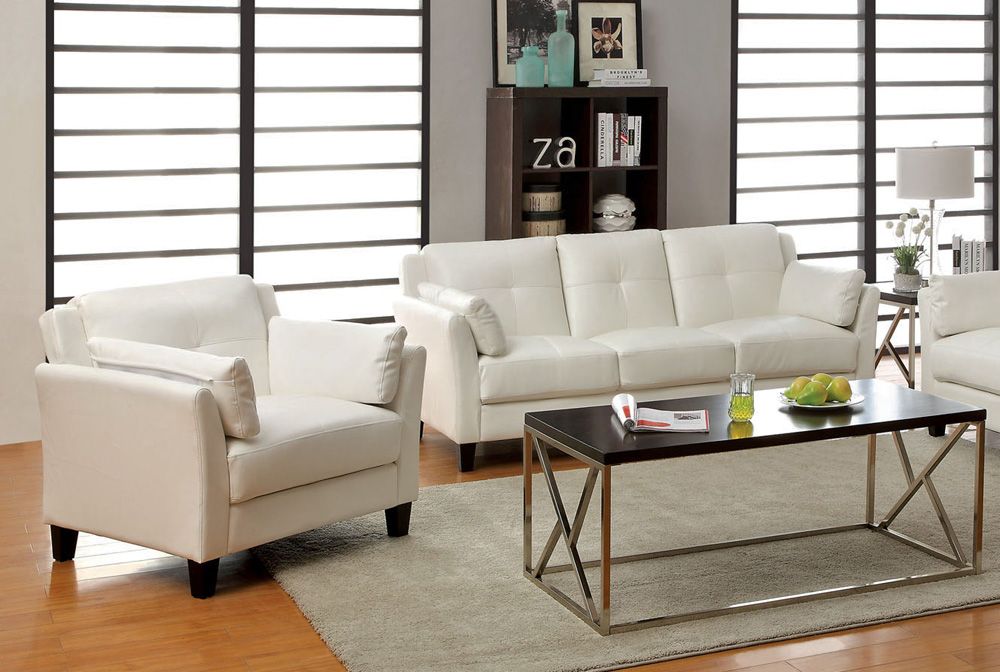 Myra Contemporary Leather Sofa and Love Seat