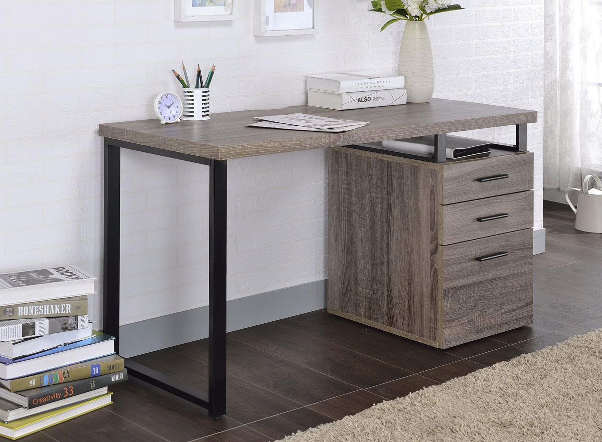 Naco Grey Oak Desk With Reversible Side