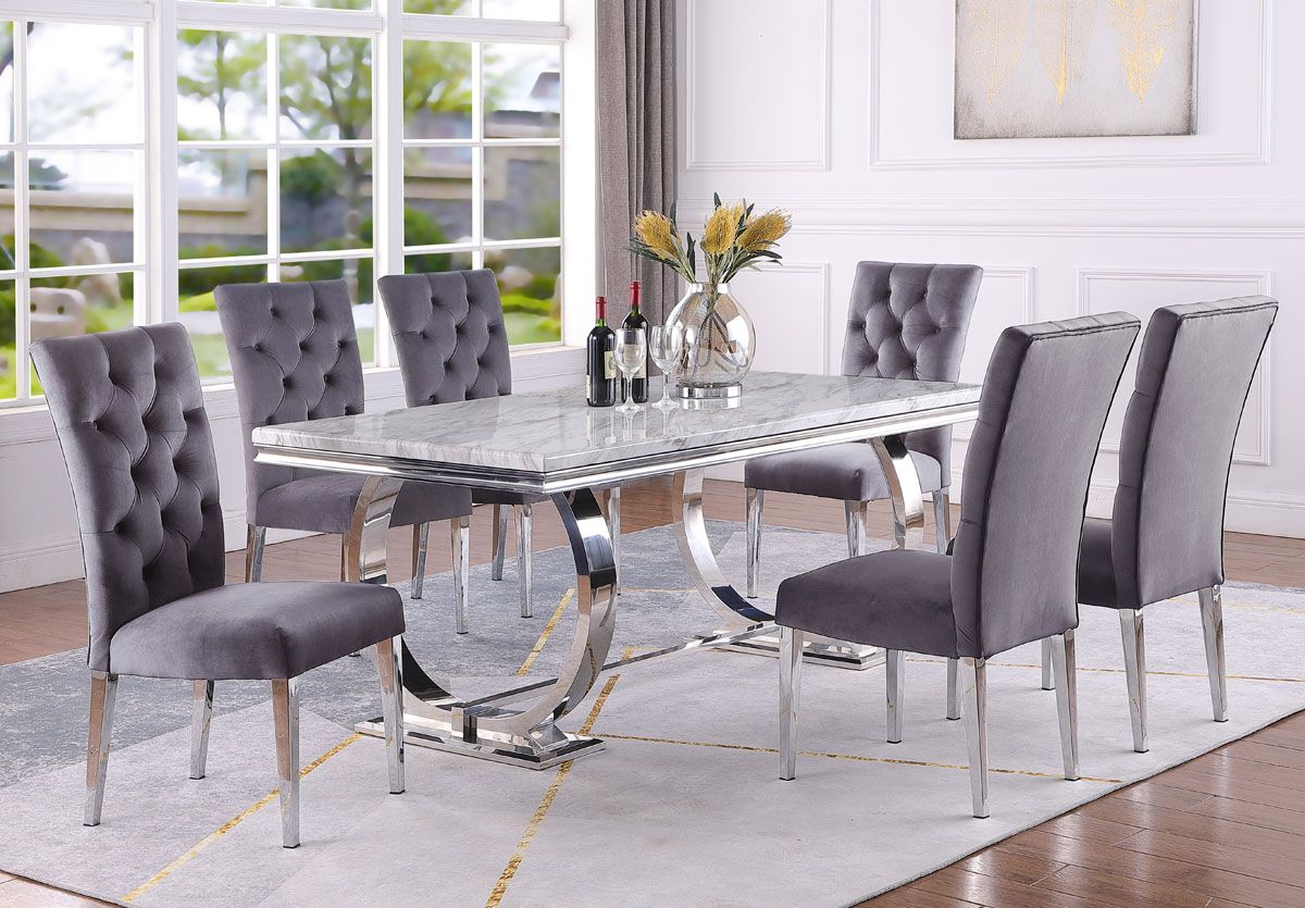 Naple Modern Dining Table With Grey Chairs
