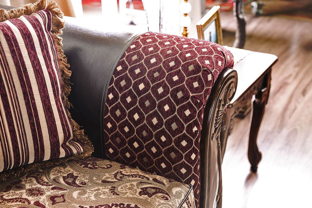 Napoleon Burgundy Fabric Sofa Armrest