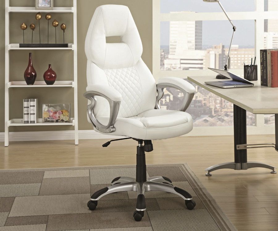 Nars White Leather Office Chair