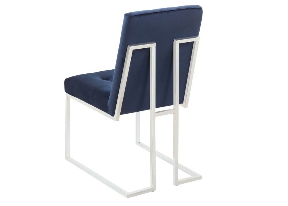Akiko Dining Chair,Akiko Ink Blue Velvet Chair Chrome Frame
