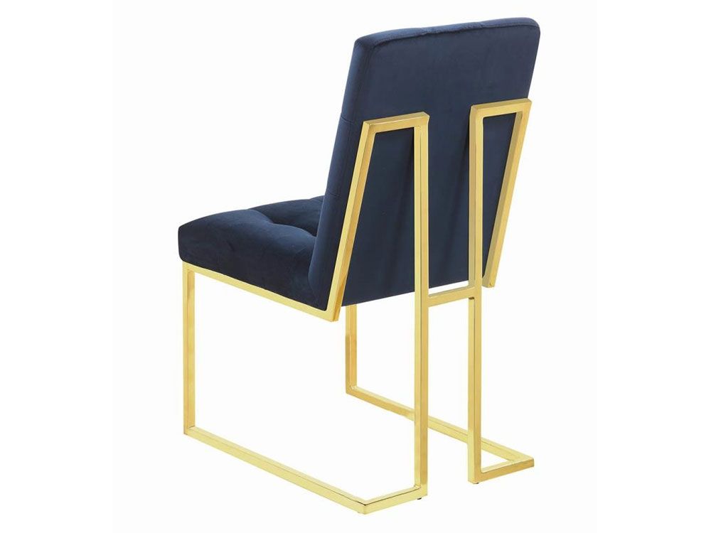 Akiko Gold Frame Dining Chair,Akiko Ink Blue Velvet Chair Gold Frame