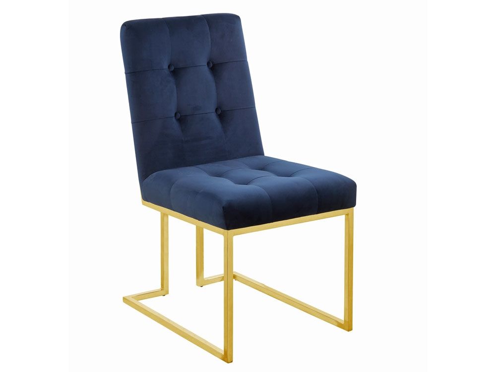 Akiko Ink Blue Velvet Chair Gold Frame