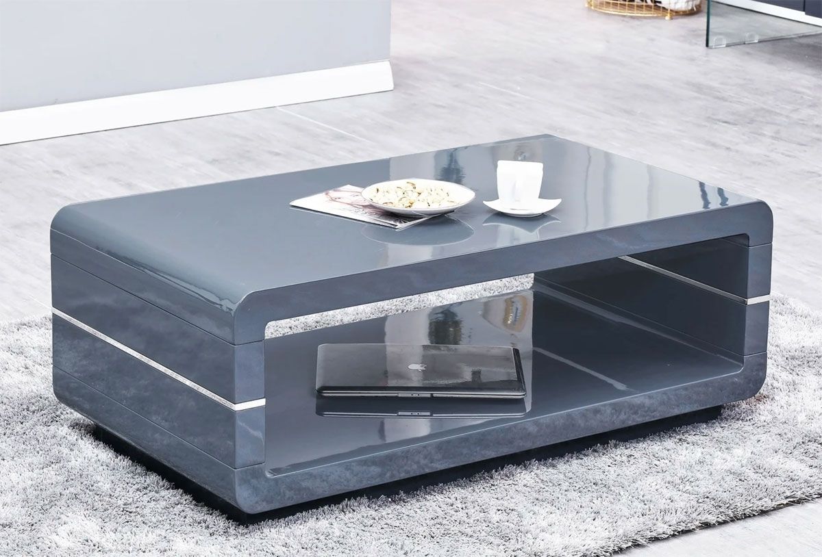 Nella Modern Coffee Table Gray Lacquer