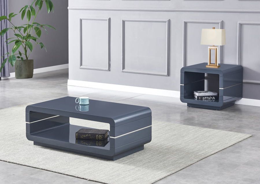 Nella End Table Gray Lacquer