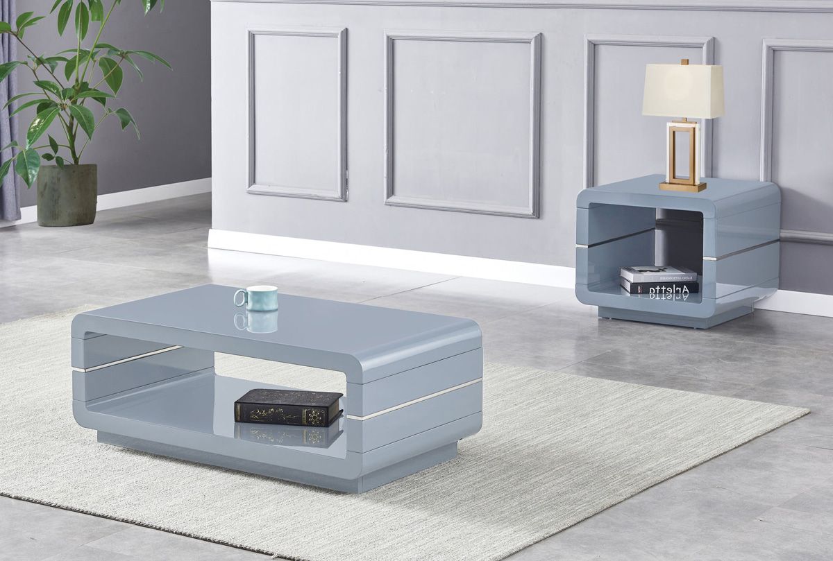 Nella Light Gray Lacquer Coffee Table