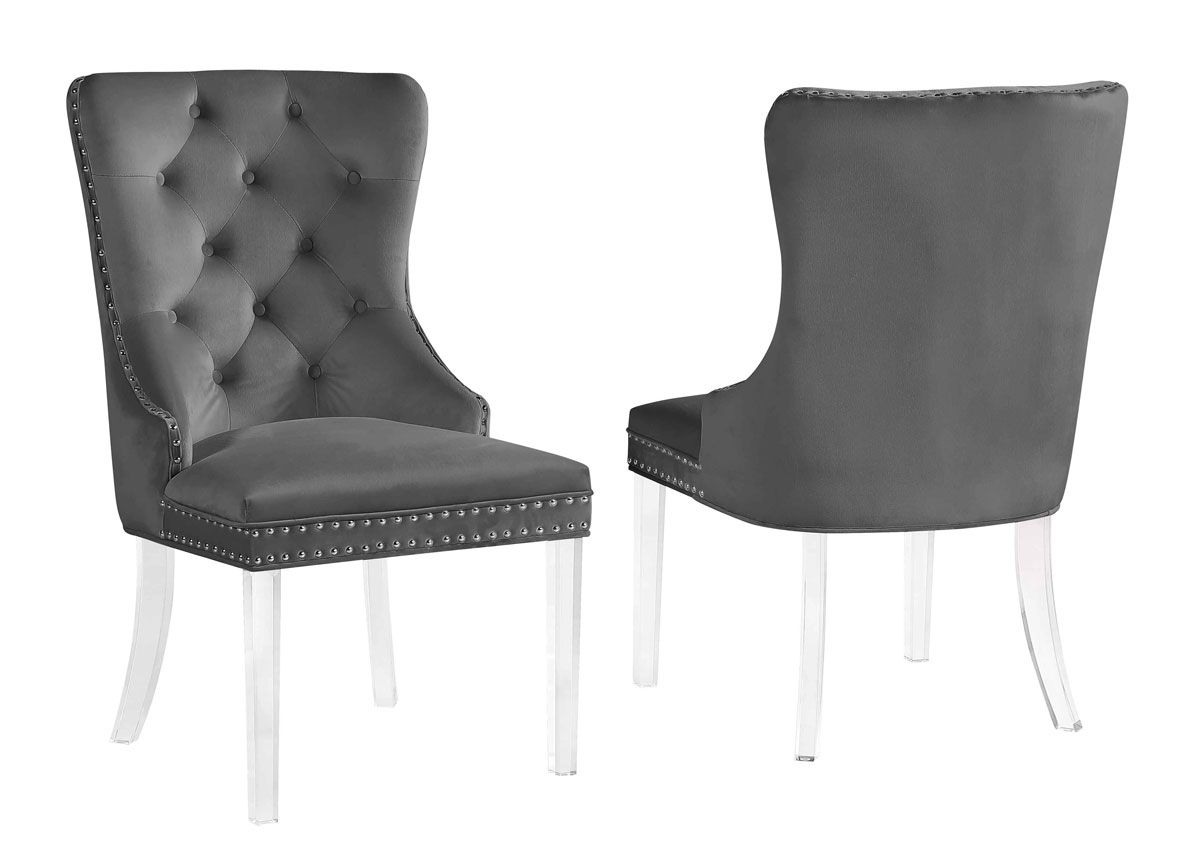 Nepal Grey Velvet Acrylic Chairs