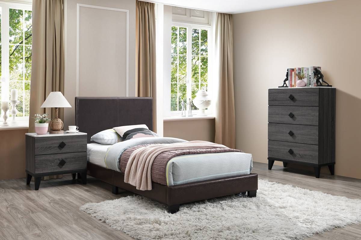 Nevaeh Espresso Leather Youth Bed