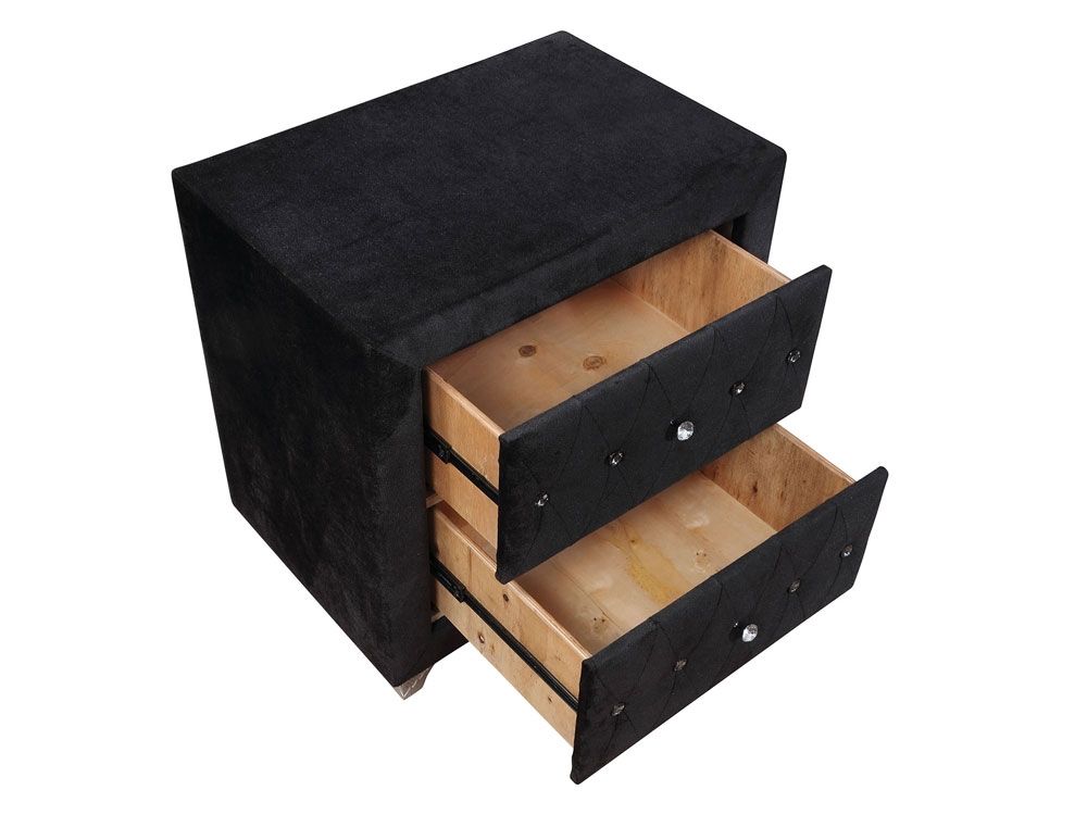 New Black Velvet Night Stand