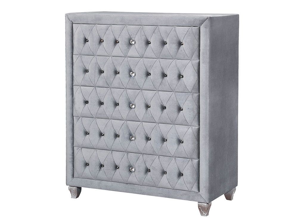 New York Grey Velvet Chest