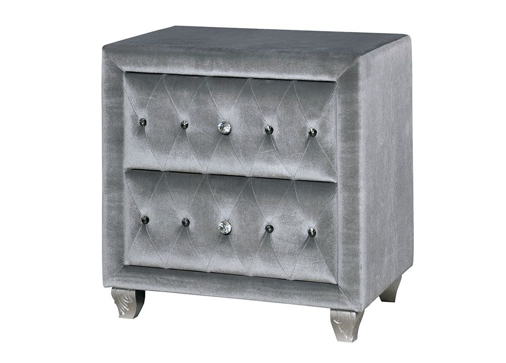 New York Grey Velvet Night Stand