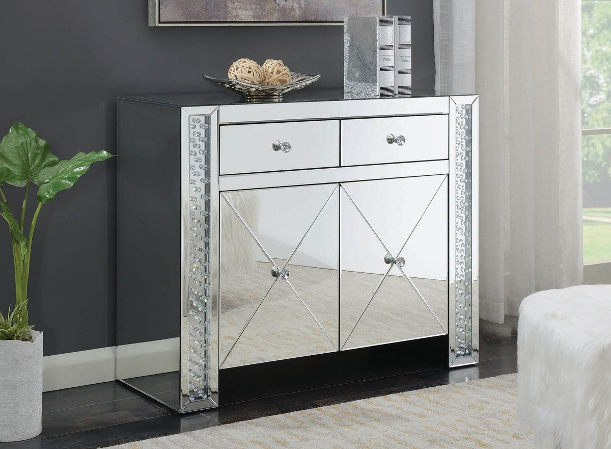 Nicci Mirrored Cabinet With Crystal Accents