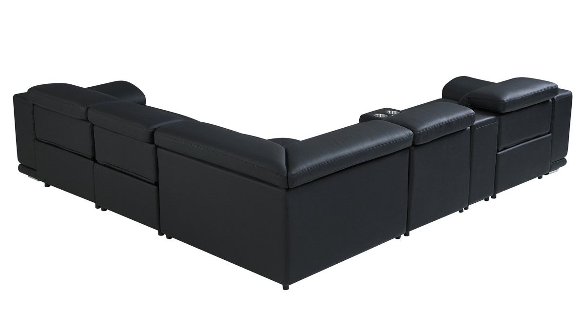 Nieves Black Recliner Sectional Back Side