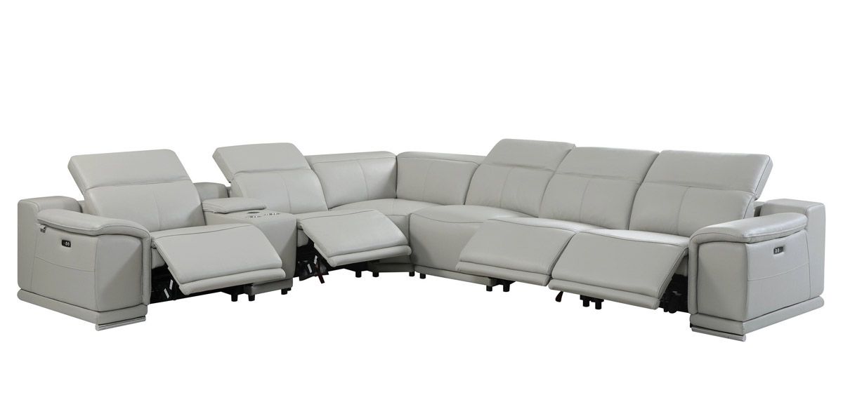 Nieves Light Grey 5-Seater Recliner Sectional