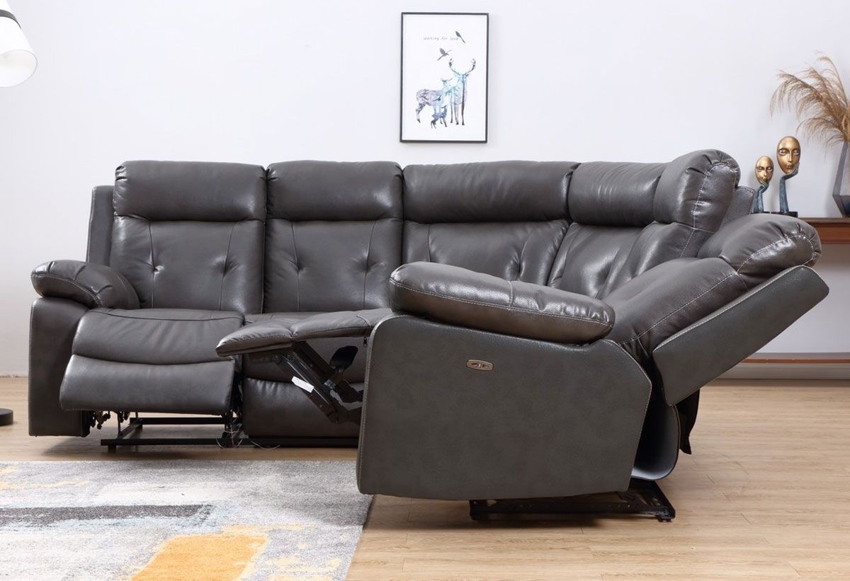 Nigel Recliner Sectional,Nigel Recliner Sectional Gray Leather