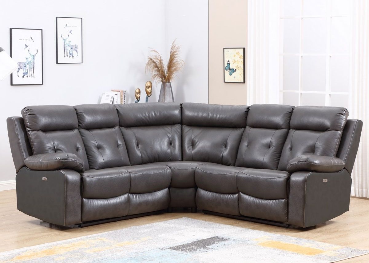 Nigel Recliner Sectional Gray Leather