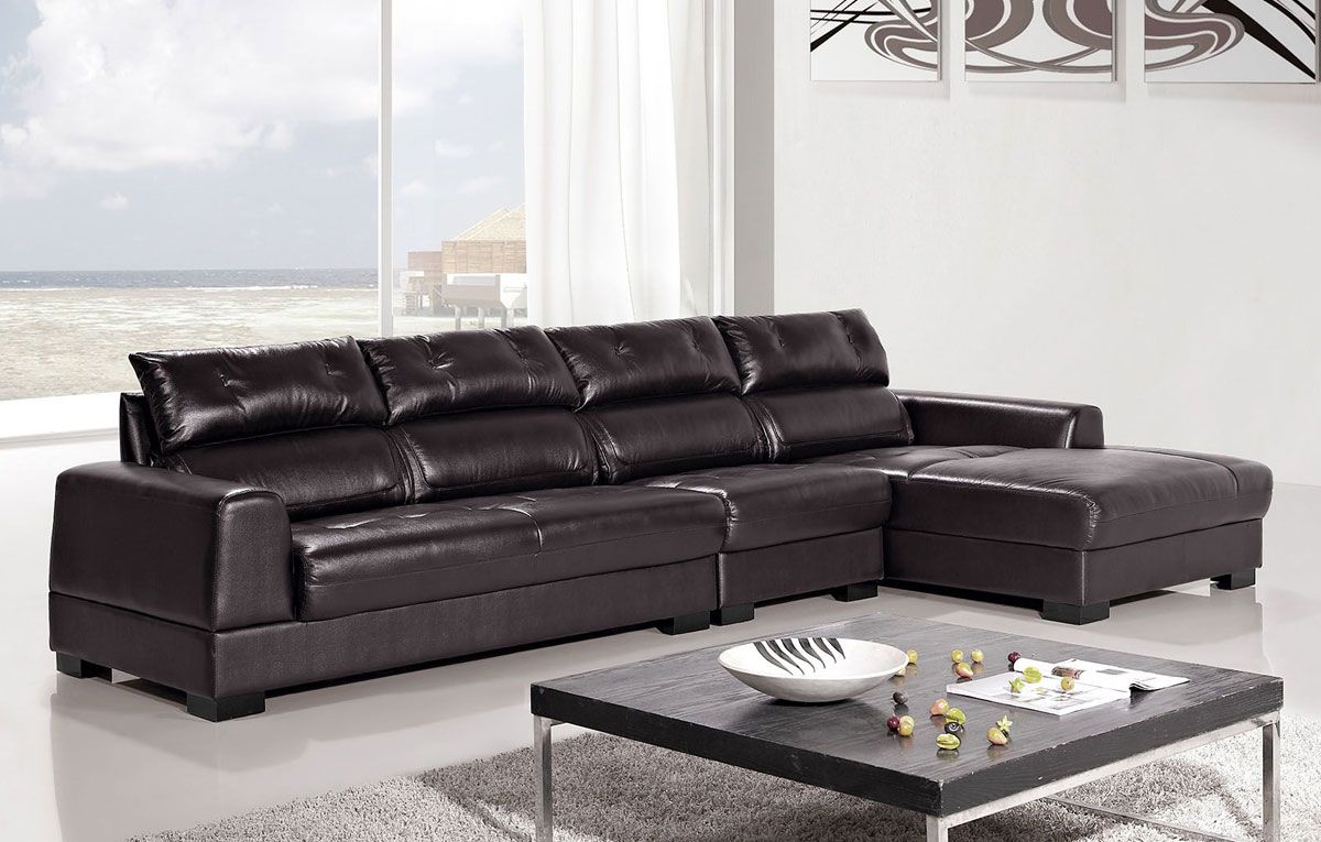 Nikita Sectional Set Dark Brown Leather