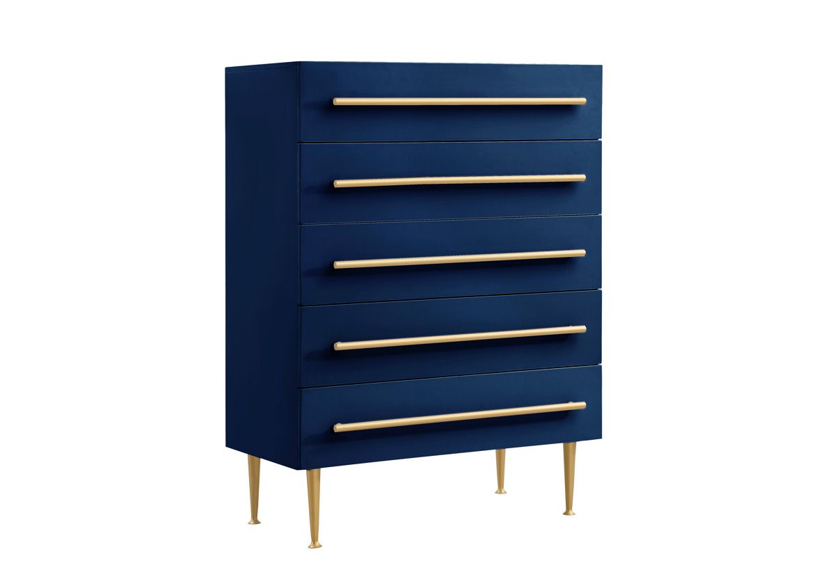 Nina Navy Blue Lacquer Finish Chest