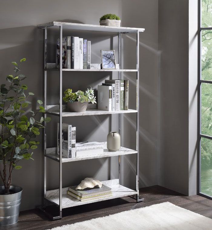 Nolen Faux Marble Bookcase Display