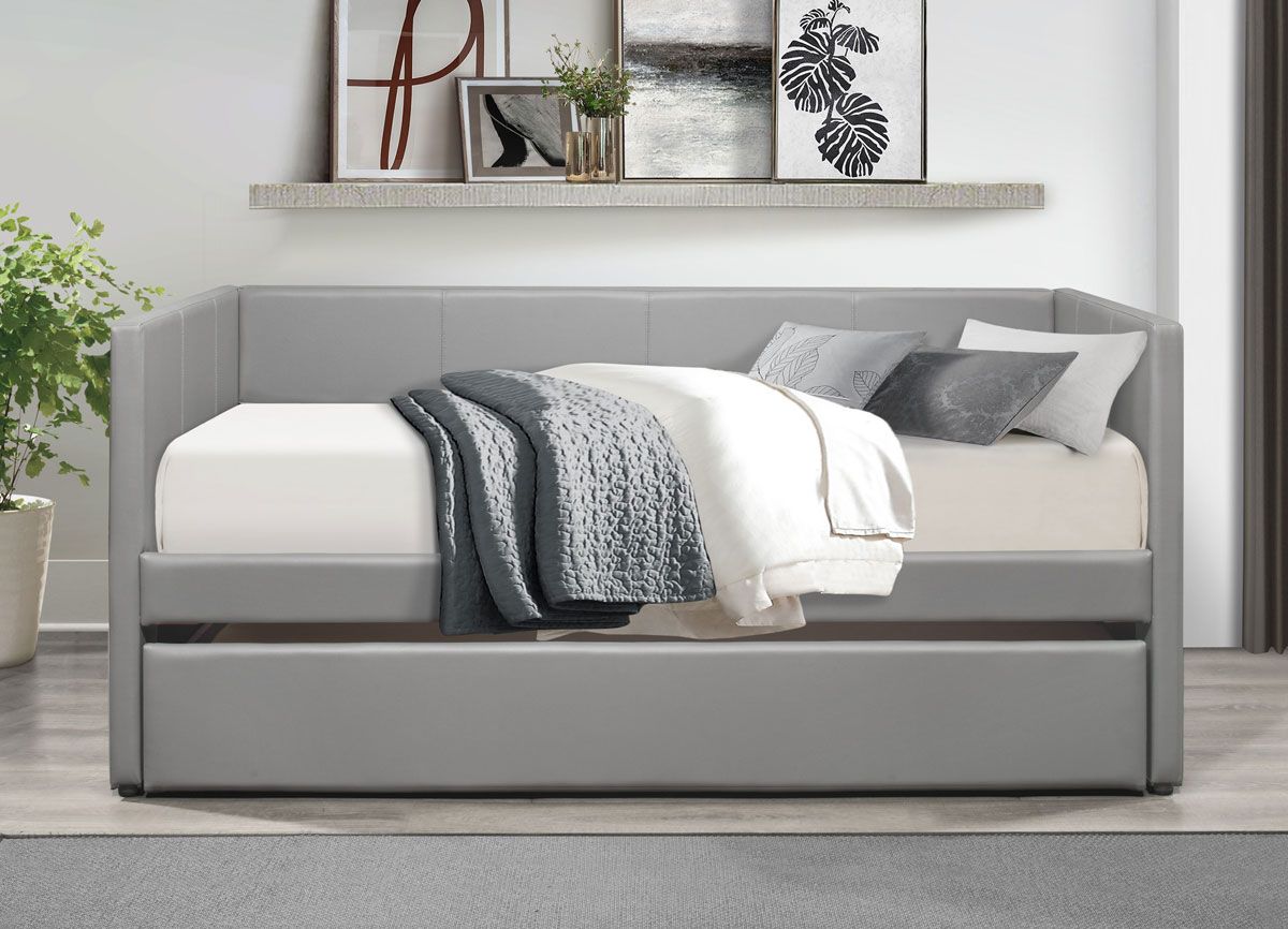 Norabel Grey Leather Daybed Set