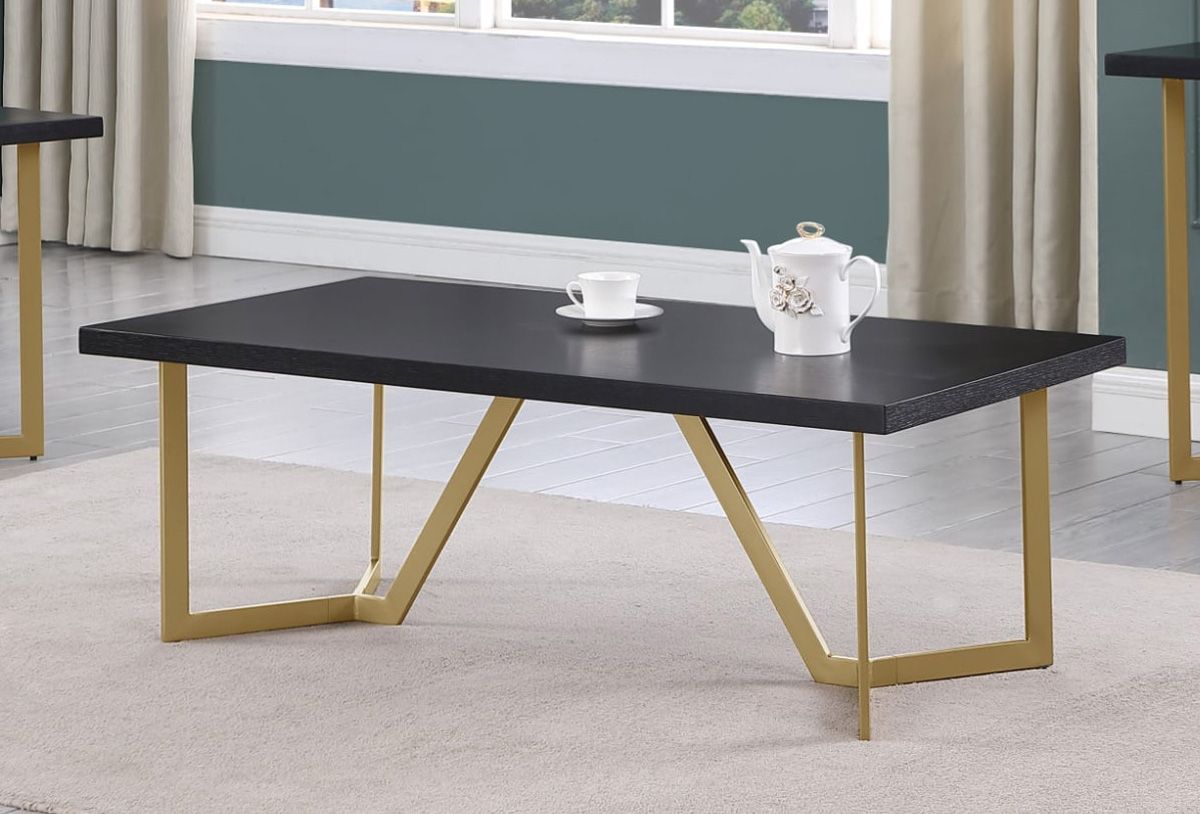 Odin Black Coffee Table With Gold Legs