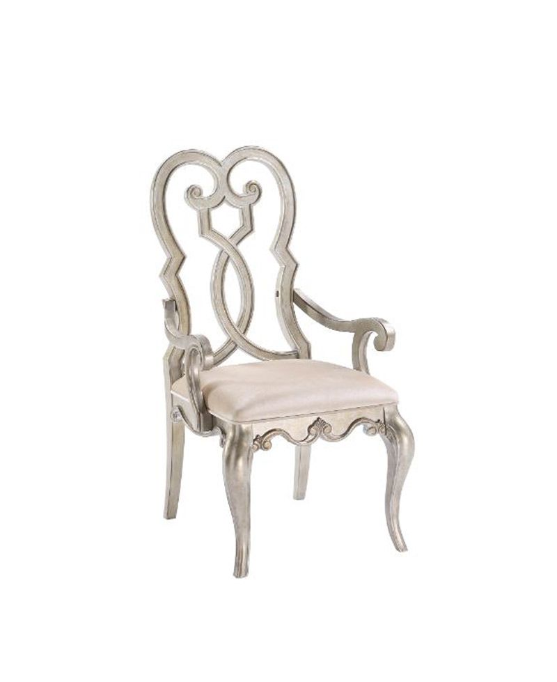 Oleta Champagne Finish Dining Arm Chair