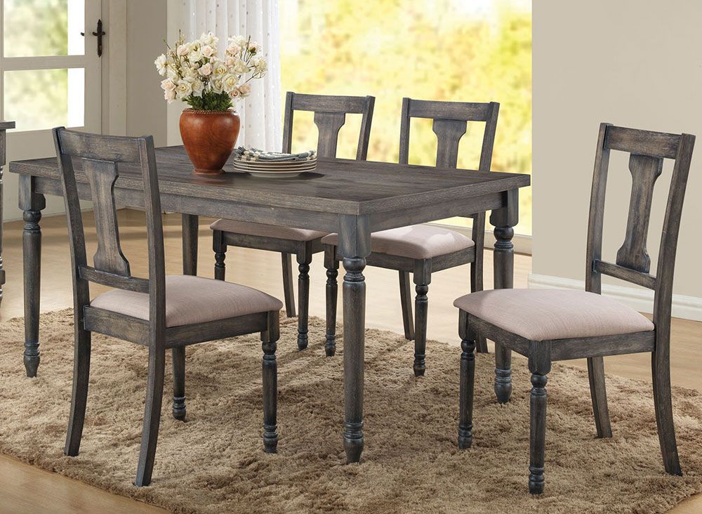 Olivia Weathered Grey Table With Chairs,Olivia Weathered Grey Finish Table Set,Olivia Table With Chairs and Bench