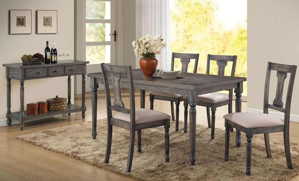 Olivia Weathered Grey Finish Table Set