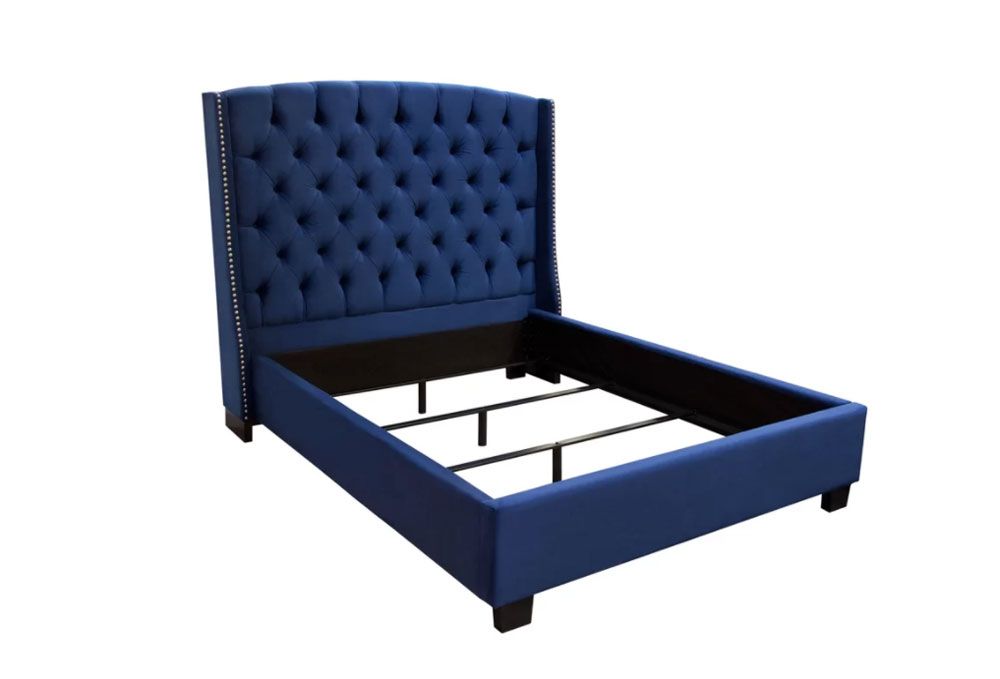 Olle Navy Velvet Bed Frame