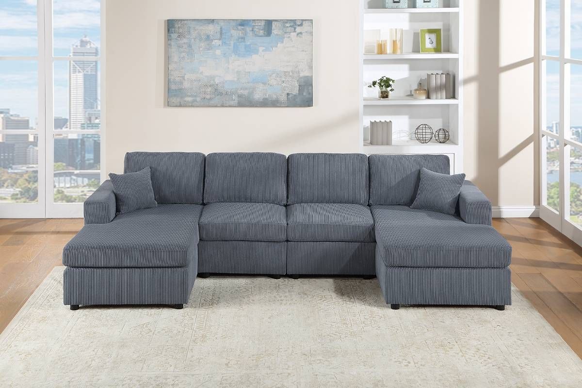 Ollon Grey Corduroy U-Shape Sectional
