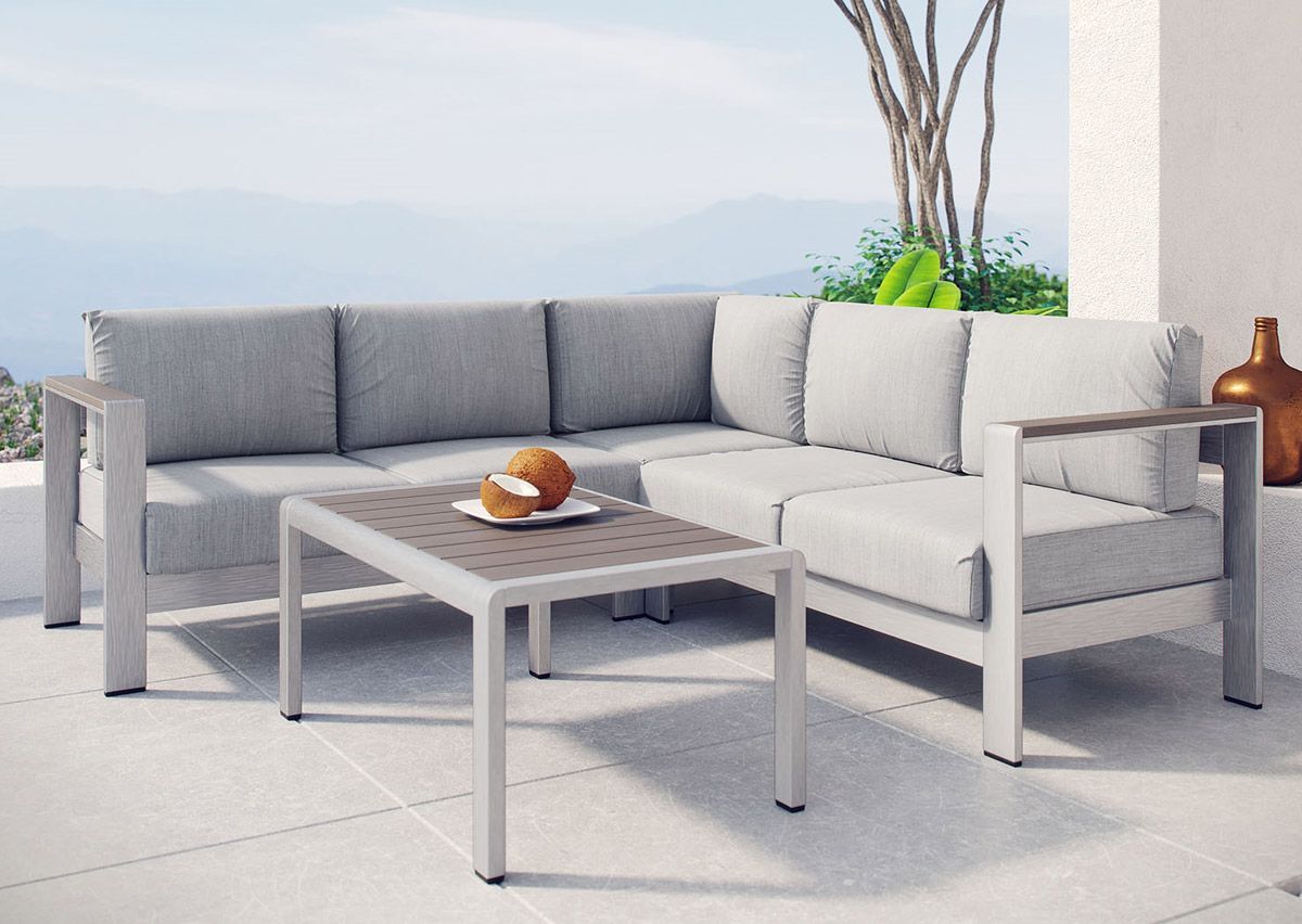 Omnia Grey Outdoor Sectional Sofa With Table