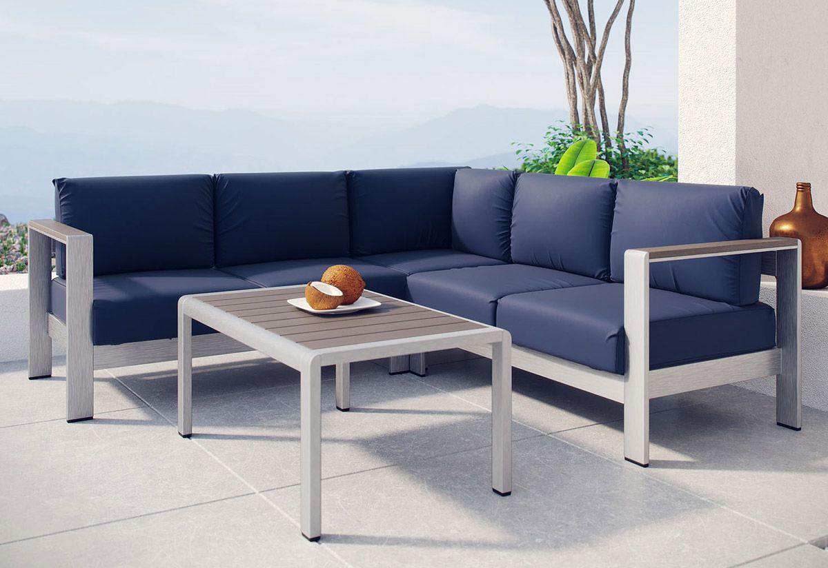 Omnia Navy Blue Outdoor Sectional Set