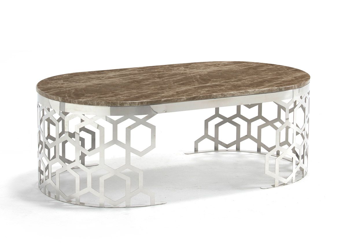 Opal Brown Faux Marble Coffee Table