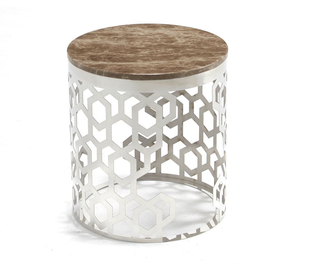 Opal Brown Faux Marble End Table