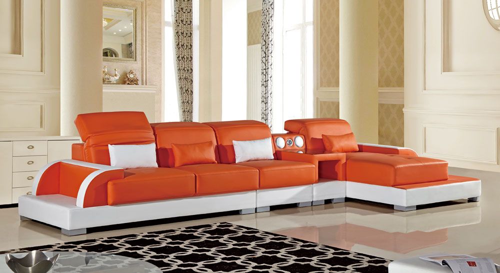 Ritz Orange and White Modern Sectional