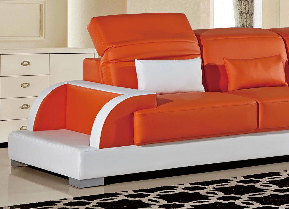 Ritz Sectional Adjustable Headrest,Ritz Orange and White Modern Sectional,Ritz Orange and White Armless Chair,Ritz Orange and White Sectional Chaise,Ritz Sectional With Sitting Right Side Chaise,Ritz Orange and White Console Table