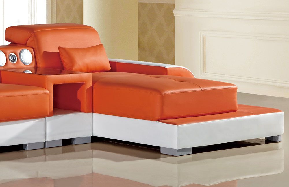 Ritz Orange and White Sectional Chaise