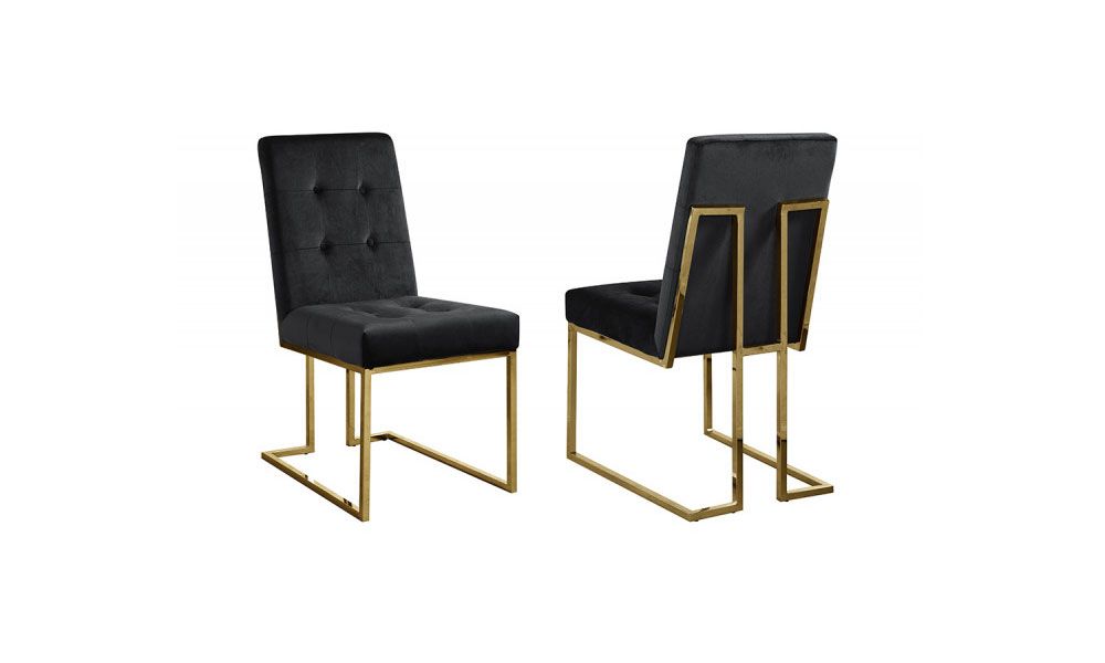Orchid Gold Dining Chair Black Velvet