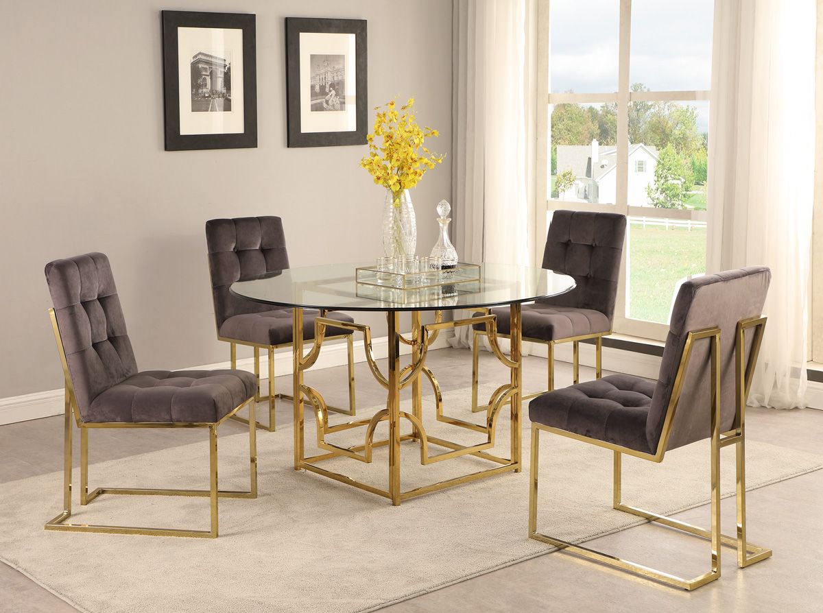 Orchid Gold Finish Dining Table Set