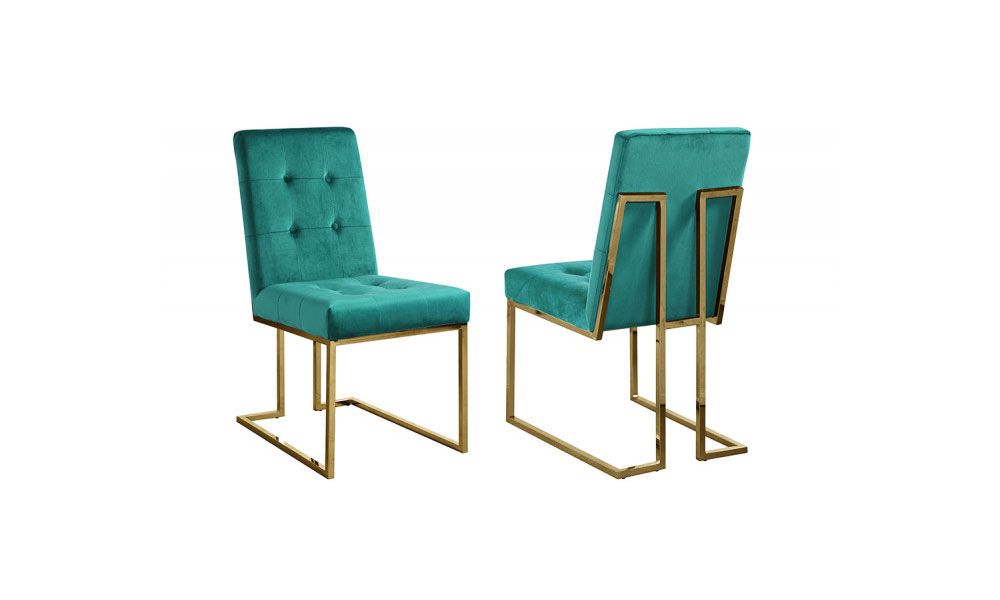 Orchid Gold Dining Chair Green Velvet