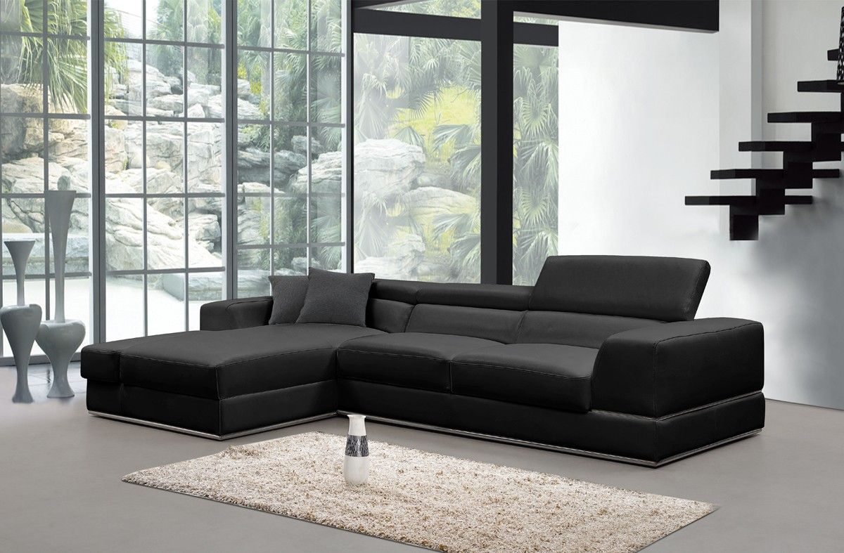 Oxana Black Italian Leather Sectional