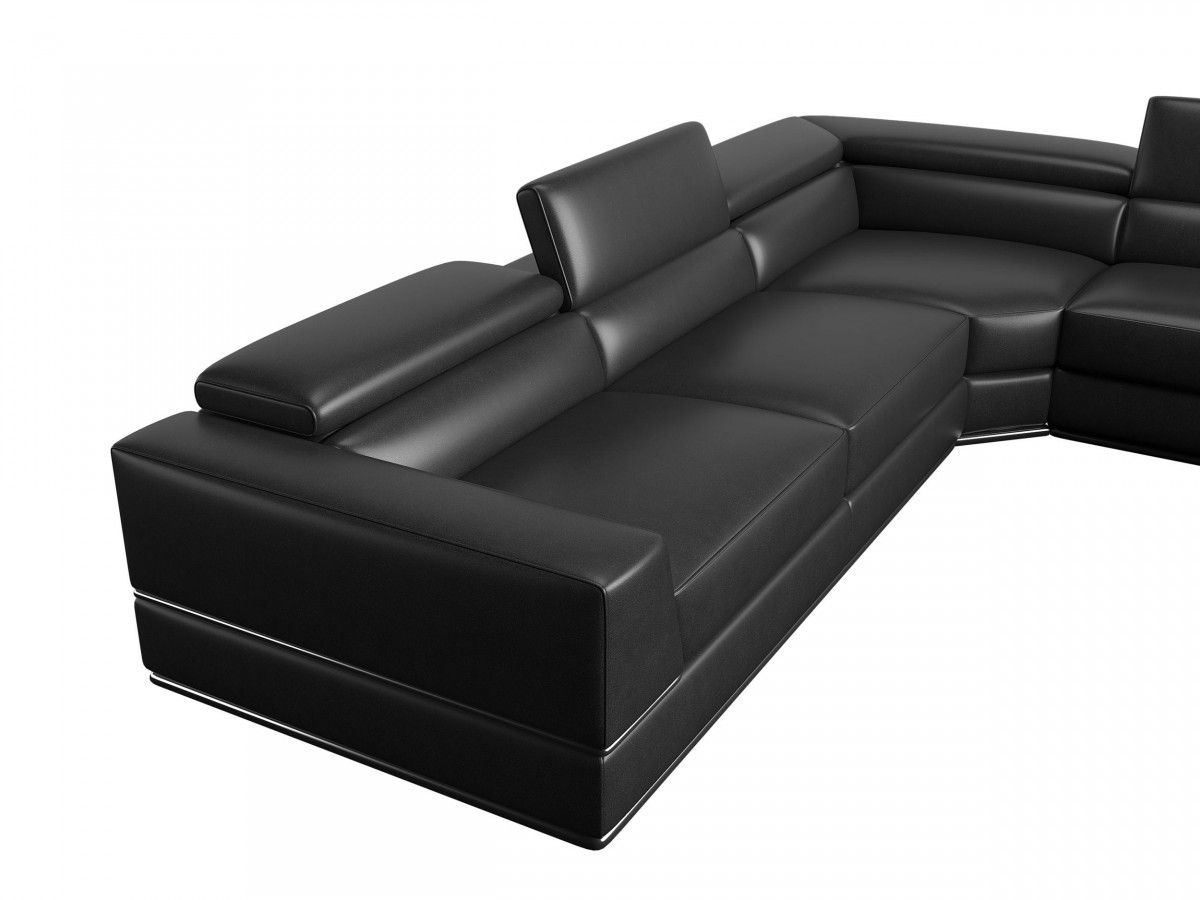 Oxana Black Leather Sectional