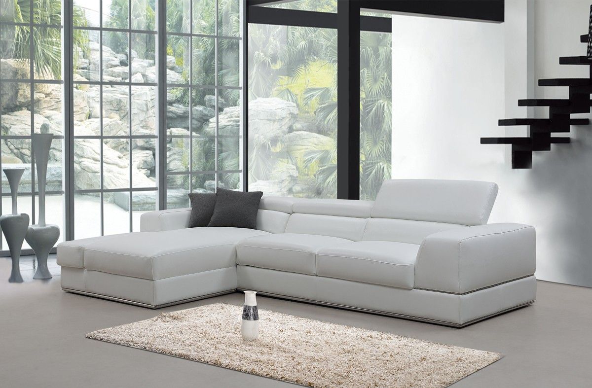 Oxana White Leather Modern Sectional