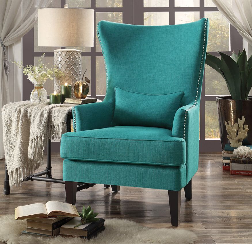 Pagero Teal Linen Accent Chair