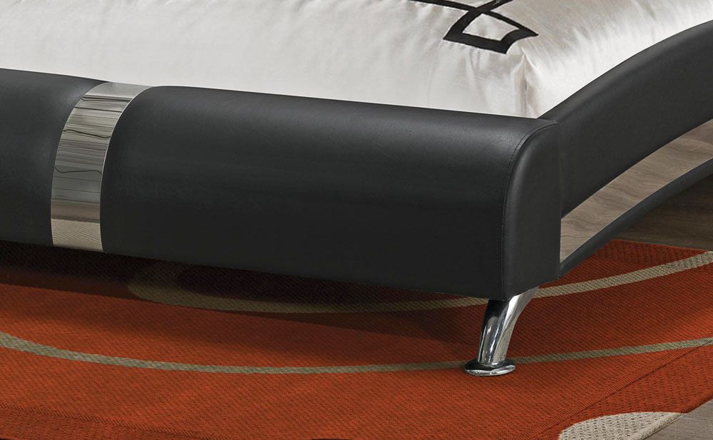 Palermo Black Leather Bed Closeup