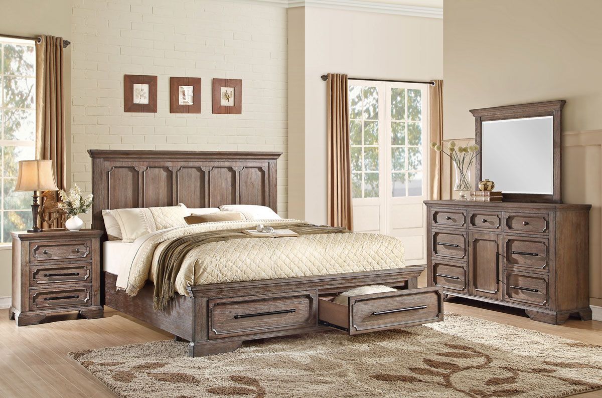 Palomino Rustic Wood Finish Bedroom Set