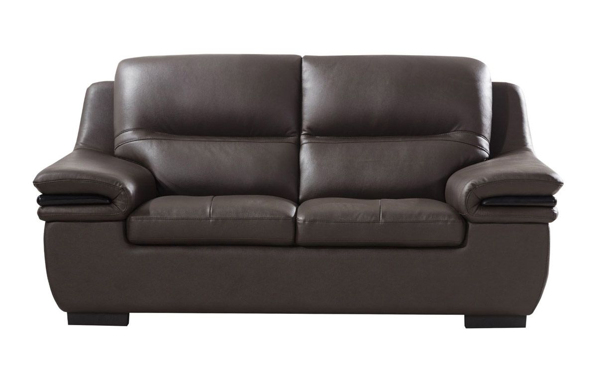 Panda Chocolate Leather Loveseat