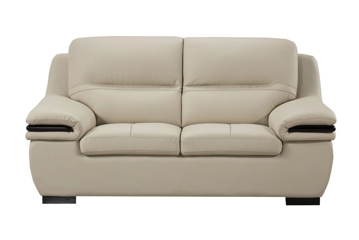 Panda Light Grey Genuine Leather Loveseat